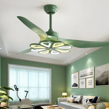  Креативный потолочный вентилятор с лампой Современный потолочный вентилятор со светодиодными лампами и пультом дистанционного управления 42/52 дюйма 220 В