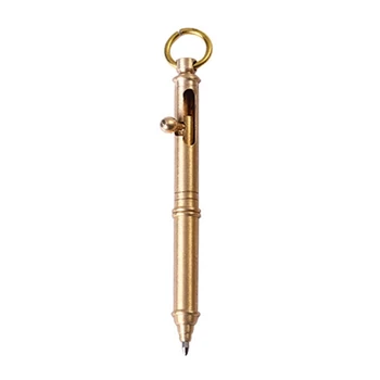 латунная офисная ручка с кольцом для ключей бизнес-ручка для подписи многоразовая металлическая шариковая ручка писать плавно дропшиппинг