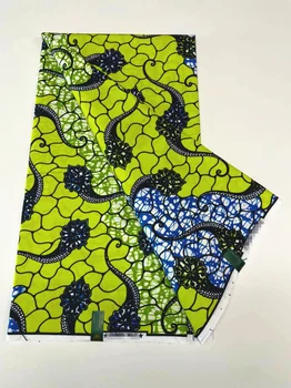  Лучшее качество Нигерийская 100% хлопковая ткань Африканские принты Ткань Воск Ткань Мягкие кружевные принты Анкара Pagne Восковые материалы Зеленый