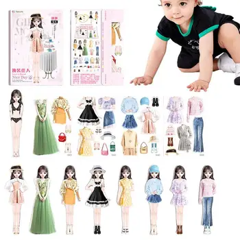  Магнитный Одевалка Малыш Творческий Магнит Одевалка Бумажные Куклы Пазлы Созданы Imagine Set Подарок на День Рождения Для Малышей Девочек Для Дома