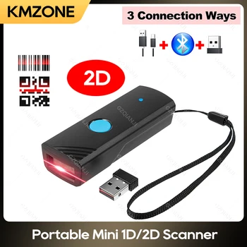  Мини Портативный 1D 2D Bluetooth Беспроводной сканер штрих-кода Считыватель изображений QR-кода PDF417 Data Matrix COMS Сканирование 3-в-1