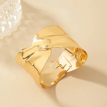  Модные ювелирные изделия Позолоченные скрученные нерегулярные браслеты-манжеты для женщин Винтажные модные браслеты с открывающейся шириной браслеты