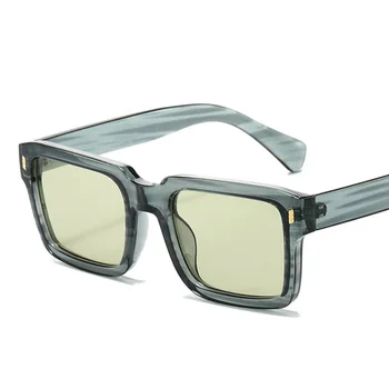  Модный люксовый бренд Мужские квадратные солнцезащитные очки Конфетный цвет 90-х годов Прямоугольные солнцезащитные очки Женские модные очки Оттенки