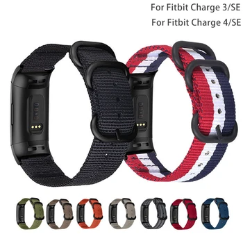  Мягкий тканый нейлоновый спортивный ремешок для Fitbit Charge 4 SE Charge 3 SE Сменный ремешок для фитнес-трекера с черной кольцевой пряжкой