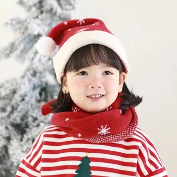  Набор шапок и шарфа Snowflake для 2-8T Kids Sylish Beanie Cap Теплый длинный глушитель для рождественских праздников