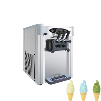  Настольная машина для мороженого с тремя вкусами Многофункциональная настольная машина для мороженого с клубникой