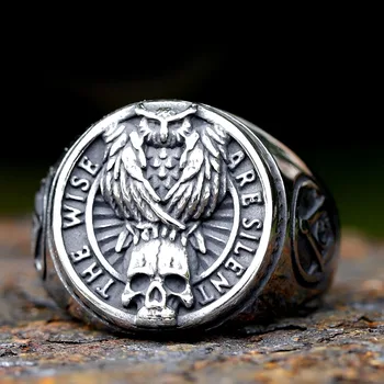  Новая готика викинг масонство и череп ворона кольцо для мужчин женщин нержавеющая сталь мужчина анель подарок бесплатная доставка