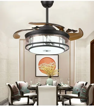  Новый вентилятор в китайском стиле, невидимый вентилятор, ретро, потолочная лампа для гостиной, потолочный вентилятор, древняя столовая, потолок