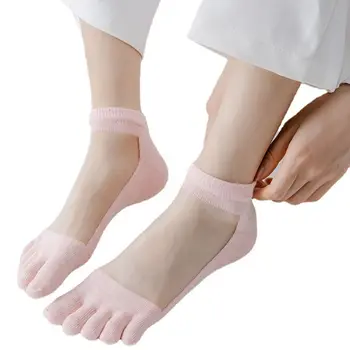  Носки с пятью пальцами для женщин Прозрачные хлопчатобумажные сетчатые носки для девочек носки Носки Средние носки Носки Пять пальцев Женские чулочно-носочные изделия