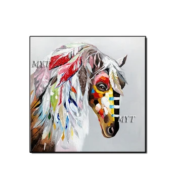  Оптовая продажа лошади индийского цвета Абстрактная картина маслом ручной работы настенные картины на холсте для украшения дома без рамы