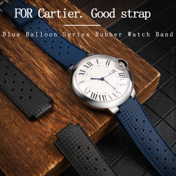  Резиновый ремешок для часов Cartier Ballon Bleu мужской женский ремешок 20*11 20*12 22*14 дышащий браслет с выпуклым интерфейсом