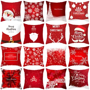  Рождественский чехол на подушку Санта-Клаус Снежинка Узор Декоративная наволочка для дивана Новогодние наволочки