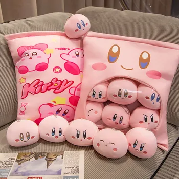  Розовые аниме-фигурки Kirby Game Плюшевая сумка с 6 кулонами Куклы Пудинг Подушка Игрушка Мягкие игрушки Kawaii Плюшевая подушка Подарок