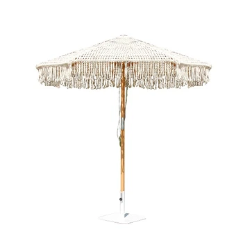  Роскошная уличная мебель деревянная хлопковая веревка плетеный складной садовый зонтик