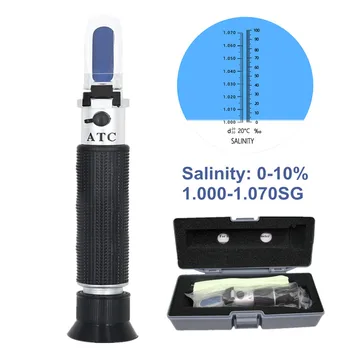  Ручной рефрактометр солености Измеритель морской соленой водыКонцентрация 1.000-1.070SG Аквариумный гравиметр для разведения марикультуры 0~100%