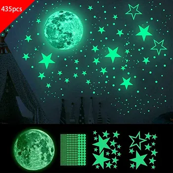  Светящиеся лунные звезды Наклейки на стену Светящиеся в темноте 3D пузырьковые точечные звезды для дома Детская комната Потолочный декор Флуоресцентные наклейки на стену