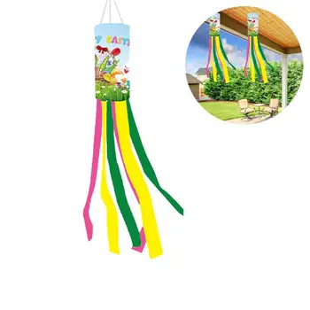  Сезонный ветровой носок Счастливой Пасхи Ветровые носки Праздничные ветровые флаги Многофункциональный пасхальный кролик Ветровой флаг На открытом воздухе