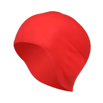  Силиконовая водонепроницаемая шапочка для плавания Герметичная шапка для плавания с длинными волосами и защитой ушей Черный