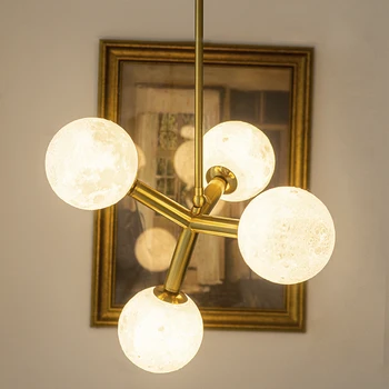  Скандинавская золотая люстра освещение 3D-печать лунная люстра Гостиная Креативный минималистичный интерьер в стиле деко отеля детская люстра
