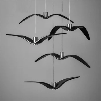  Скандинавская современная креативная люстра из смолы чайка в форме птицы люстра для ресторана фон стены украшение отеля светодиодная люстра