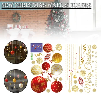  Совершенно новая рождественская наклейка на стену Золотой рождественский кулон Шар Наклейка Детская комната Украшения для дома Наклейки Плакаты Наклейки на стену