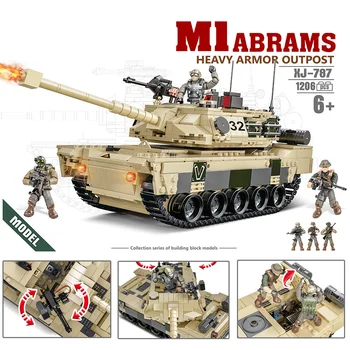  Современная Америка M1 Abrams Основной боевой танк Тяжелая броня Аванпост Военная модель Построить Мега Блок WW2 Армия Acation Фигурка Кирпичная игрушка