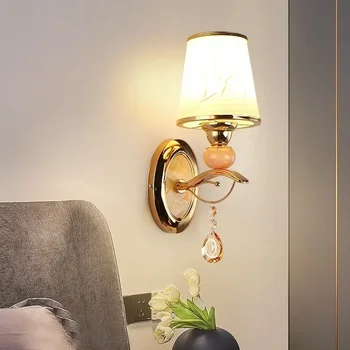  Современный светодиодный настенный светильник со стеклянным абажуром Настенные бра для спальни отеля Прикроватная гостиная Лестница Украшение дома