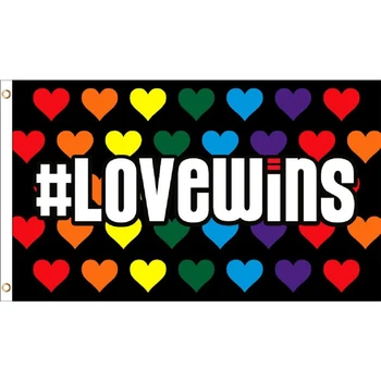  Флаги Любовь побеждает Радужные сердца Гордость Геи Лесбиянки Равенство ЛГБТ Флаги мира