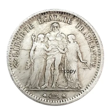  Французская Монета Пять Франков 1875 Пиратская Коллекционная Валюта Подлинная Старая Оригинальная Ярмарочная Копия Монеты