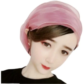  Хиджаб женский задний шапка женский Baotou новый millinery тонкие сетчатые слои повседневной моды удобный сетчатый пуловер шляпа.