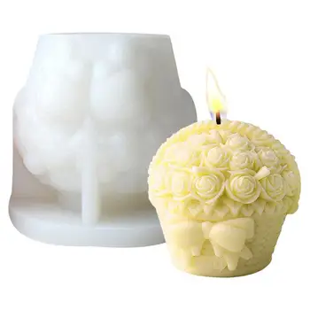   Цветочный букет Корзина Силиконовая форма для свечей 3D Роза Цветок Мыло Смола Для Изготовления Свечей Форма Для Шоколадного Торта Украшение Домашнего Стола