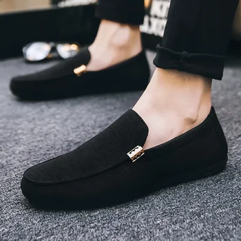  Черные лоферы для мужчин Повседневная обувь с мягким низом Классическая комфортная обувь Мокасины Мужская обувь на плоской подошве Легкие мужские кроссовки для ходьбы