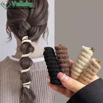  шерстяной телефонный шнур для волос кольцо мода осень зима высокая эластичная веревка для волос высокий хвост резиновая лента пузырьковая коса аксессуар для волос